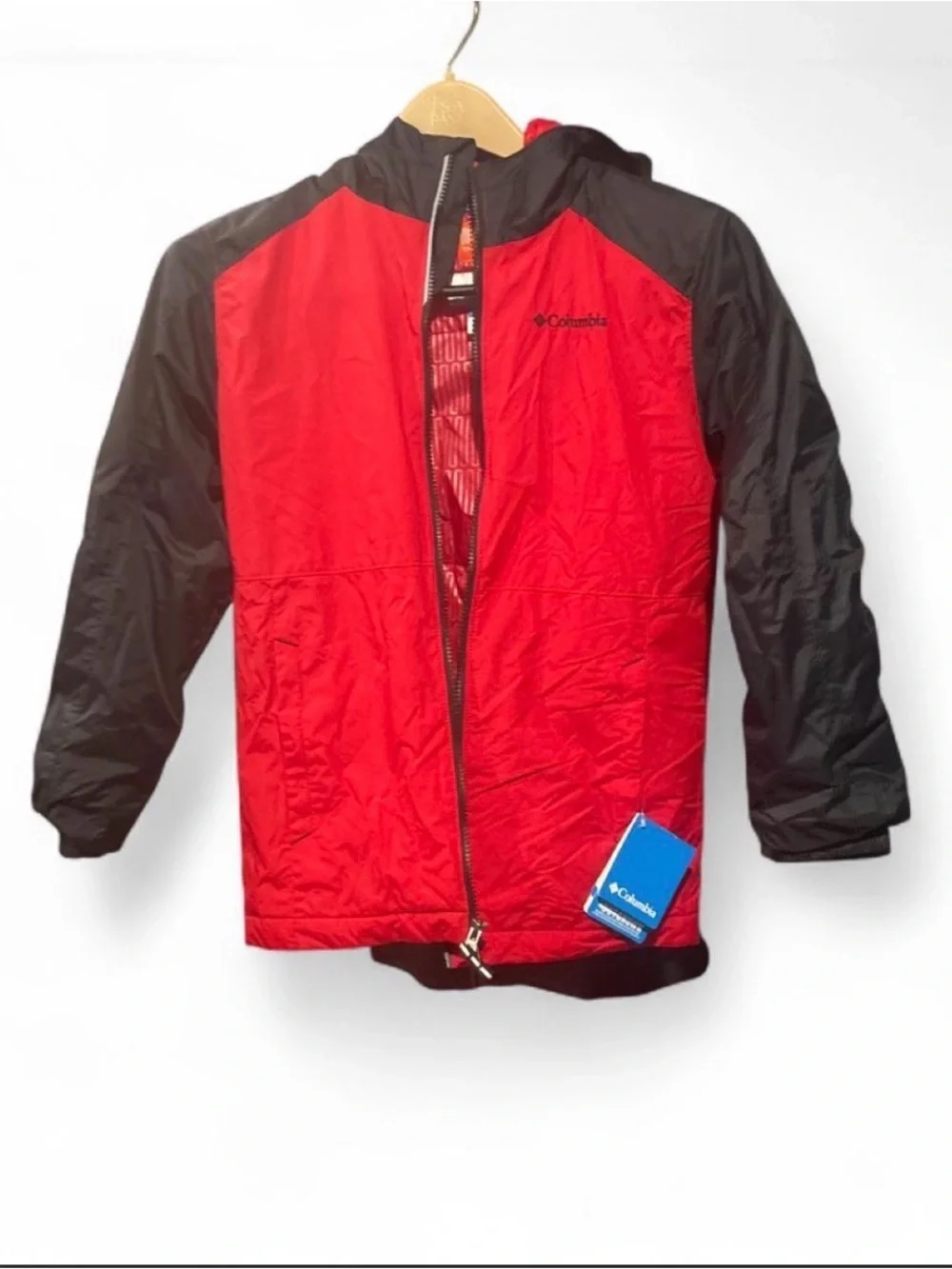 Columbia Red Hooded Jacket with Black Accents